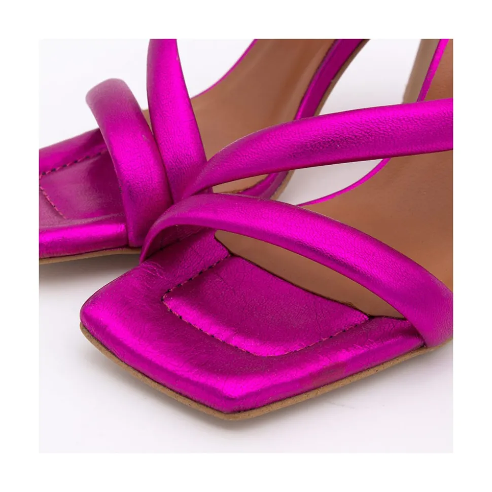 Cameron - Sandalias Metalizadas De Piel Con Tiras Anchas Acolchadas