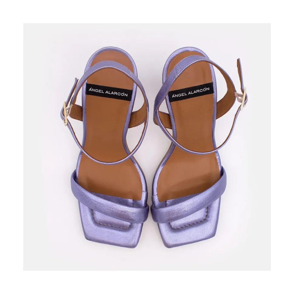Carole - Sandalia De Fiesta Con Tacon De Piel Metalizada