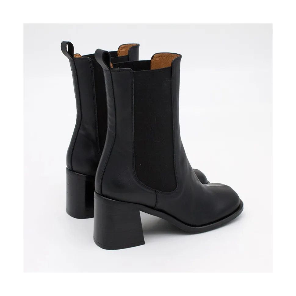 Garbo - Botines Chelsea De Piel Con Puntera Redonda Y Tacon Ancho