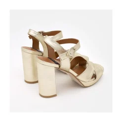 Helleny - Sandalias Metalizadas Con Plataforma Y Tacon Ancho