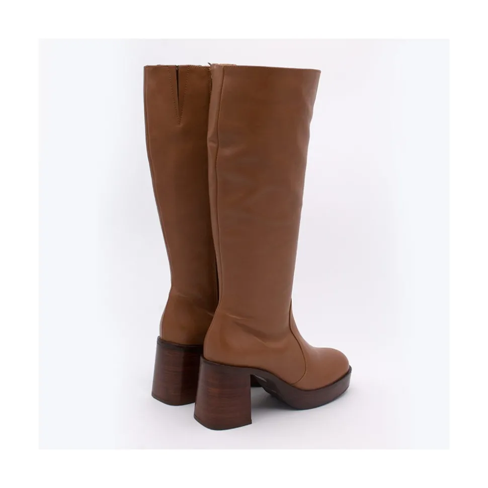 Imbrulia - Bota De Piel Con Tacon Y Plataforma