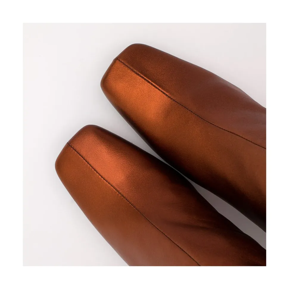 Lauryn - Botines Metalizados De Piel Con Tacon Ancho