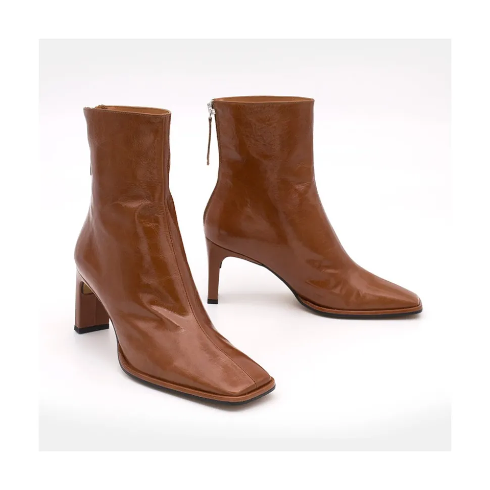 Lauryn - Botines Metalizados De Piel Con Tacon Elegante