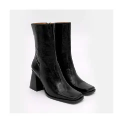Oconnor - Botin De Piel Brillante Con Tacon Ancho Con Cremallera