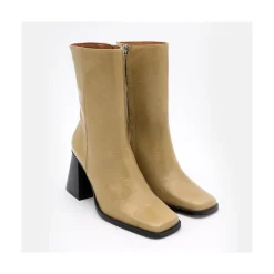Oconnor - Botin De Piel Brillante Con Tacon Ancho Con Cremallera