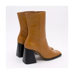 Oconnor - Botin De Piel Brillante Con Tacon Ancho Con Cremallera
