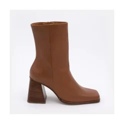 Oconnor - Botin De Piel Con Tacon Ancho Con Cremallera