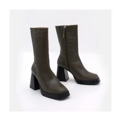Olama - Botas De Mujer Comodas De Piel Con Tacon Chunky Y Plataforma