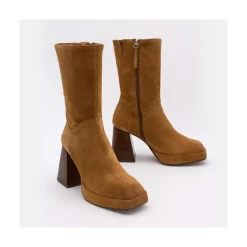 Olama - Botas De Mujer Comodas De Ante Con Tacon Chunky Y Plataforma