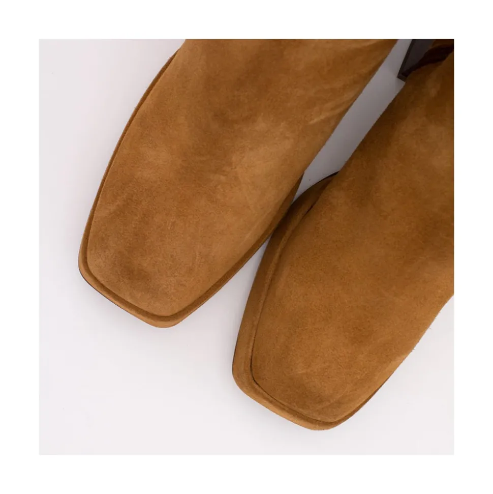 Olama - Botas De Mujer Comodas De Ante Con Tacon Chunky Y Plataforma