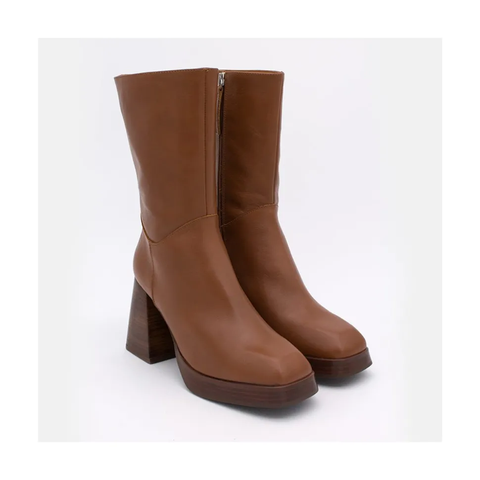 Olama - Botas De Mujer Comodas De Piel Con Tacon Chunky Y Plataforma