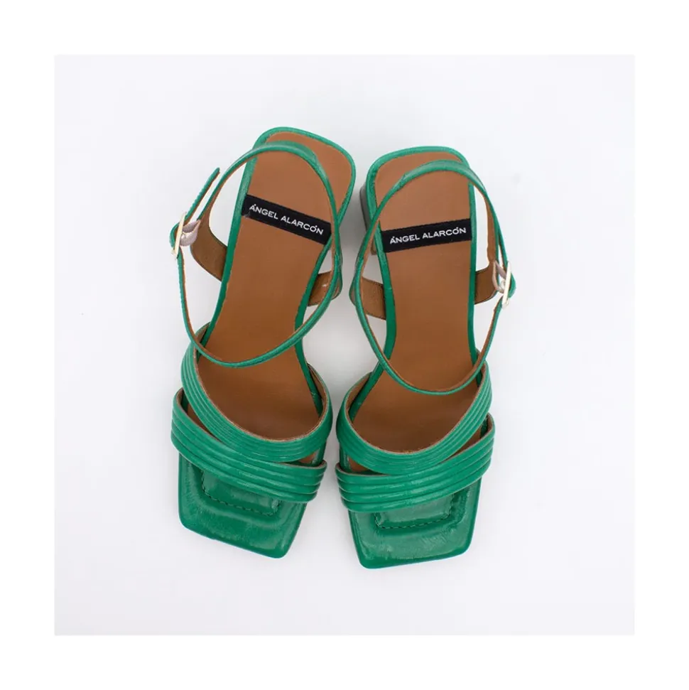 Robyn - Sandalias De Piel Brillante De Tiras Con Tacon Alto