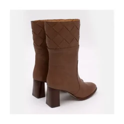 Xaya - Botin De Piel Con Tacon Alto De Puntera Redonda