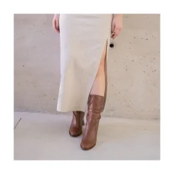 Xaya - Botin De Piel Con Tacon Alto De Puntera Redonda