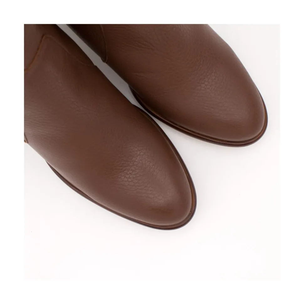 Xaya - Botin De Piel Con Tacon Alto De Puntera Redonda