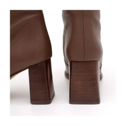 Xaya - Botin De Piel Con Tacon Alto De Puntera Redonda