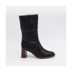 Xaya - Botin De Piel Con Tacon Alto De Puntera Redonda